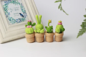 Ac Felting Kituri Mini Cactus pentru Incepatori, Împâslire Ace, Instruire, DIY Kit de Lână Împâslire Ambarcațiuni Cadou (F)
