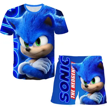 Sonic pentru Copii Seturi de Îmbrăcăminte Topuri+pantaloni Seturi de Fete Tricouri Copii pantaloni Scurți Costum Sport Baby Boys T-shirt 4 5 6 7 8 9 10 11 12-14 Ani