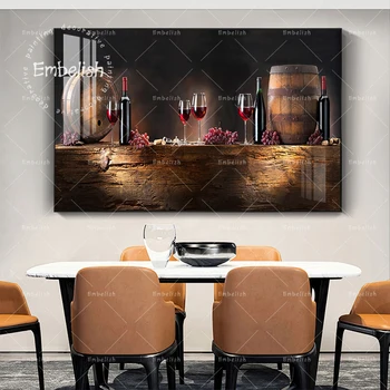 1 Buc Pahar de Vin Rosu de Bucatarie Moderna Decor Acasă Imagini Pentru Sufragerie Decor Acasă HD Spray Pe Panza Picturi, Opere de artă