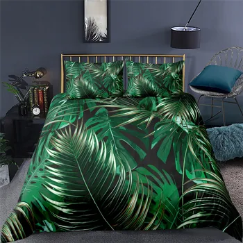 Pădure tropicală Frunze Imprimate Carpetă Acopere fețe de Pernă Pentru Casa Dormitor Poliester 2/3pcs Mângâietor Acopere Seturi de lenjerie de Pat