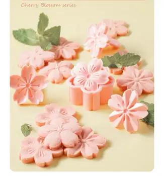 5pcs/set Sakura Cookie Matriță Timbru Biscuit Mucegai Cutter Pink Cherry Blossom Mucegai DIY Florale Mucegai Fondant de Copt Instrument de Dropshipping