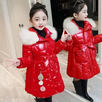 -30° iarnă pentru Copii jacheta pentru fete geaca de piele Faux blana guler Gros jacheta cu gluga pentru fete de moda haina haine copii fete
