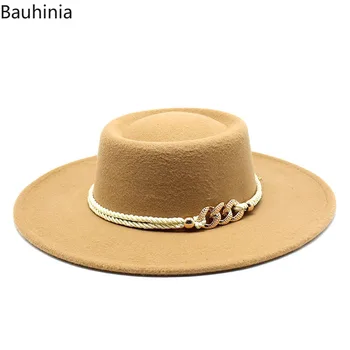 8.5 CM Margine Largă Simțit Pălărie Fedora Femei Bărbați de Lână Derby Pălării de Top Domn Elegant Lady Panama Pălărie Jazz de Nunta Formale Pălărie