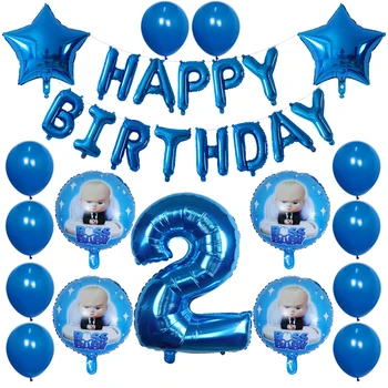 29Pcs Desene animate Seful Copil Balon 30 Inch Numărul Folie, Baloane cu Heliu Copil de Dus 1st Birthday Party Decor Latex Aer Globos
