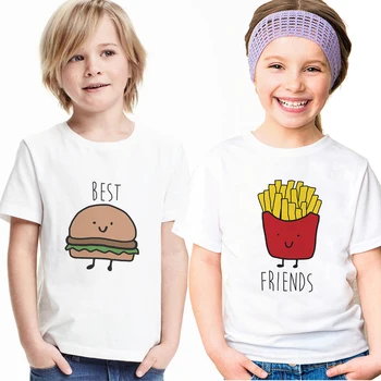 Copii Topuri Tricou Hamburg Chips-uri Mai buni Prieteni tricou Nou-născut Copil copil Copil Fata de Sora Frate Băiat se Potrivesc Haine Haine