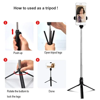 Selfie Stick Trepied Cu Telecomanda Pentru fete Huawei iphone Telefon Inteligent fără Fir Bluetooth Monopod Selfie stick cu trepied