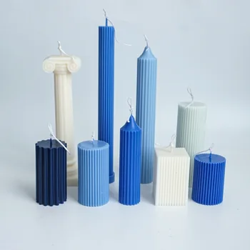 Clasic cu Dungi Roman Cilindrice din Plastic Lumânare Mucegai Columnar cu Dungi DIY Suport de Lumanare de a Face Design Forma Lumânare Silicon