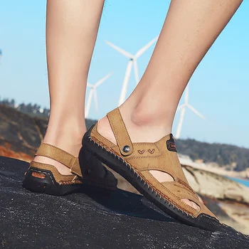 Moda de vara Fund Moale Sandale pentru Bărbați de Mari Dimensiuni Plat Designer Sandale Outdoor Barbati Confort Respirabil Piele Papuci de Plaja