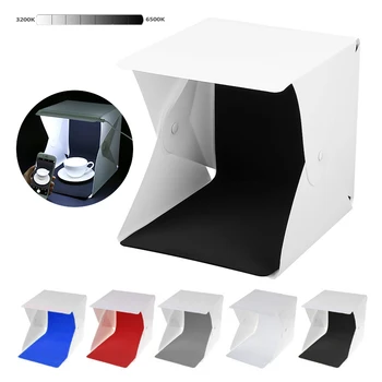 Mini Folding Foto Lightbox Studio Softbox 2 Panoul de Lumina LED-uri Fundal Fotografie Kit Fotografie Fotografiere Cort Cutie pentru aparat Foto DSLR