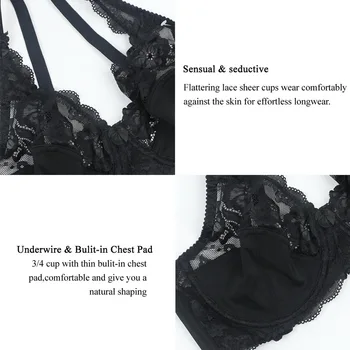 2020 Femei subțire Sutien Acoperire Completă Moi Sexy Lace Underwire Căptușit Sutien pentru Femei Lenjerie de corp Vedea Prin Sutien