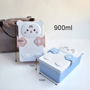 Desene animate minunat Cutie Bento Strat Dublu de Plastic Sandwich Cutie de Prânz Alimente Cutie Bento Cuptor cu Microunde pentru Copii alimentaire Caz