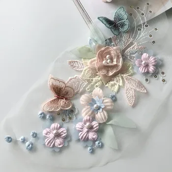 Trei-dimensional cu paiete, broderie flori cu margele de patch-uri pentru copii haine din China materiale decorative DIY