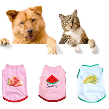 Câine de Vara Tricou Subțire Catelus Accesoriu Confortabil Cat T-shirt Câine de Companie fără Mâneci Vesta de Desene animate Drăguț de Fructe de Imprimare Vesta