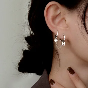 Sterling De Argint Dublu Cercei Străpuns 2021 Nou La Modă Personalitate Sens De Design Din Coreea Temperament Femei Partid Bijuterii