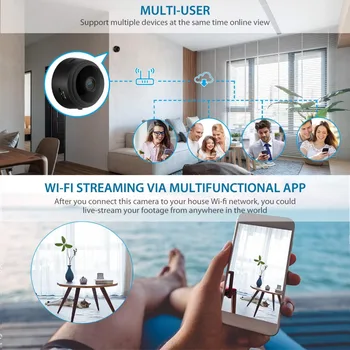 Micro Wireless de Acasă Video CCTV Mini de Supraveghere cu IP Wifi Camara Senzor Infraroșu CMOS 2MP Telefon Deșteptător Cameră