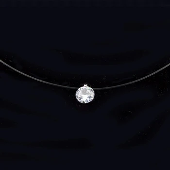 Nailon Transparent Cravată Cu Scântei Zircon Diamond Argint 925 Linie De Pescuit Colier Guler Pentru Femei Bijuterii