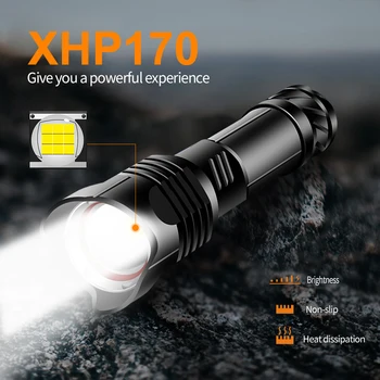 1500M XHP170 cel Mai Puternic LED lanterna Lanterna XHP100 xhp90 tactice, lanterne usb Reîncărcabilă lanterna de vanatoare cu led lampă de lucru