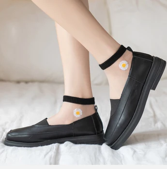 1 Pereche de Vară Subțire Transparent Șosete Daisy Bomboane de Culoare Fibra de Sticla pentru Femei Șosete de Vară 2021 Nou Stil Drăguț Fată Șosete
