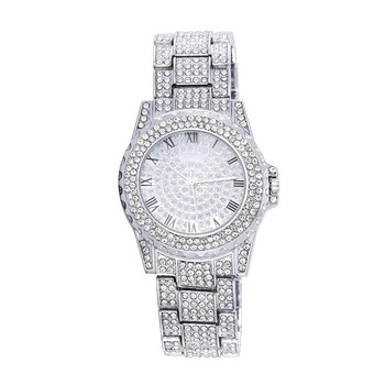 2021 moda de top reloj mujer Europene și Americane, cele mai populare de lux de aur plin de diamante din oțel inoxidabil de afaceri doamnelor ceas