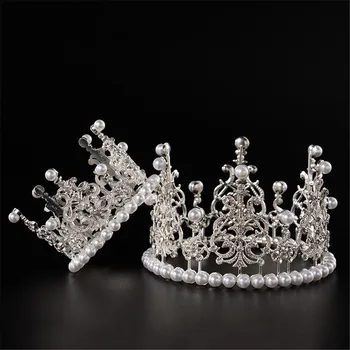 1buc Perla Coroanei Tort Decorative Mici, Diademe Cristal Pearl Princess Toppers Tort de Nunta Tort de Decorare Ornamente