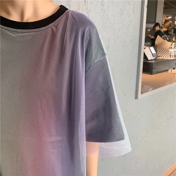 Dimensiunea 8XL 150KG Vara Plasă tricouri Femei Mari Teuri Fals Două Piese de O Gâtul Doamnelor de Sus Harajuku Maneci Scurte T-shirt