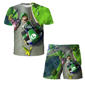 Plaja vara Purta Copii Băieți Copii Haine de Desene animate de Vară 3D de Imprimare Seturi de 2 buc Maneca Scurta Tricou+pantaloni Scurți Copil Băiat Costume Pantaloni