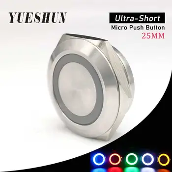 YUESHUN Auto Resetare din Oțel Inoxidabil Scurt Strock Buton 25mm 1NO Mini Mirco întrerupătoarele de Lumină 12V 24V