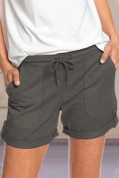 2021 Vara New Pure Color Picior Drept Pantaloni Casual pentru Femei Sălbatice Dantelă pantaloni Scurți de Vânzare Fierbinte
