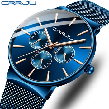 2021 Nouă Bărbați Ceasuri CRRJU Brand de Top Afaceri Cronograf rezistent la apa Sport Automatic Data Cuarț Ceas Pentru Bărbați Relogio Masculino