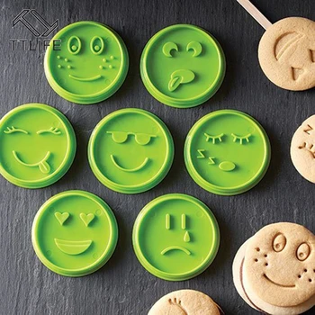 TTLIFE 7Pcs/set Smiley Biscuit Mucegai DIY Față Zâmbitoare Fondant Cookie Cutter Set Decorare Tort Instrumente de Relief Biscuit Matrite