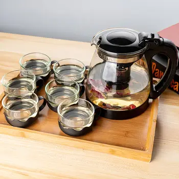 1L de Sticlă Rezistentă la Căldură Ceai Infuser Ceai Kung Fu Set de Ceai Puer Ibric de Cafea de Sticlă Filtru Convenabil de Birou Seturi de Ceai E1