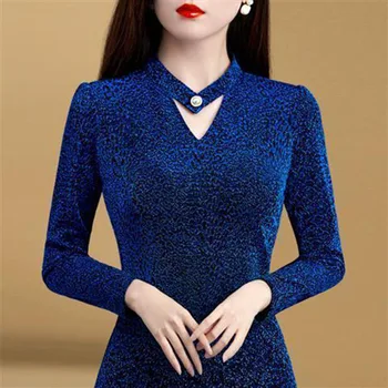 Femei Primavara Toamna Bluza Stil Camasa Femei ochiurilor de Plasă Subțire Butonul Maneca Lunga coreean Elegante, Topuri SP1190