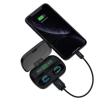 Q82 Wireless Căști Conexiune Instant apeluri Hands-free IPX7 rezistent la apă Binaurale Căști Cu Afișaj Digital