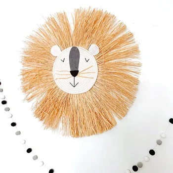 INS Nordic țesute manual Desene animate Leul Agățat Decoratiuni Fir de Bumbac Țesut Cap de Animal, Ornament camera Copiilor Agățat de Perete