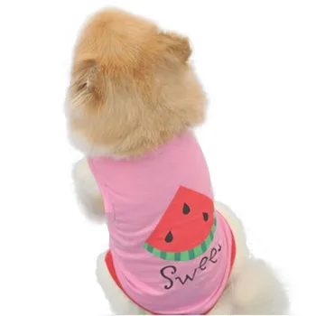 40# Noi De Vara Drăguț Animal De Companie Mic Cățeluș Câine Pisică Haine Pepene Verde Tipărite Vesta Roz