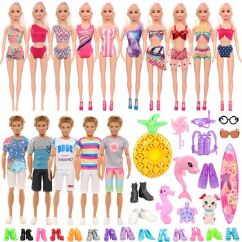 42 buc Moda Haine de Vară Mare de Accesorii pentru Barbie si Ken costume de Baie, Pantofi de Înot Inel Pantofi de BRICOLAJ, Jucarii Copii
