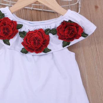 Umor Urs pentru Sugari Copii Baby Girl Haine Seturi de Vară de moda de Pe Umăr 3D Rose Floare de Bumbac de Sus pantaloni Scurți Costum Set