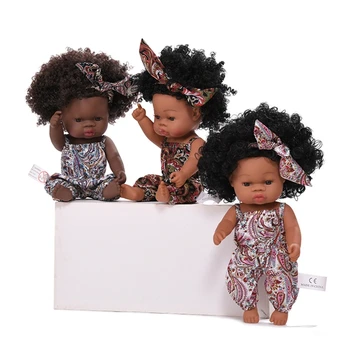 35cm Realist Papusa de Vinil Moale Toddler Copii Fidele Stând Bucle Printesa Fată din Africa de Jucărie Ziua de nastere Cadou de Crăciun
