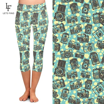 LETSFIND 2019 Vara Femei Codrin Jambiere Camera de Imprimare Pantaloni Talie Mare Plus Dimensiune Casual de la Jumătatea Vițel Jambiere