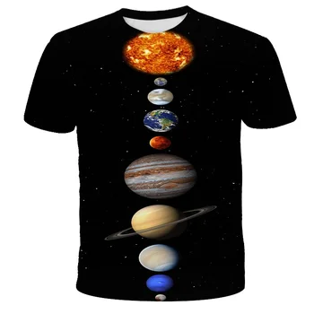 Noul Sistem Solar, Galaxie Chitara pentru Copii T-shirt Imprimat 3D Spațiu Creativ Pământ Tricou Casual de Vara Tricou Baieti Copii Fete de Top