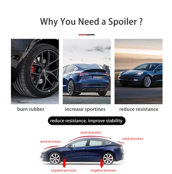 Pentru Tesla Model 3 2017-2020 2021 Portbagajul din Spate Buza din Fibra de Carbon ABS, Aripi, Spoiler Auto Styling-Spate, Spoiler Portbagaj Model3 Accesorii