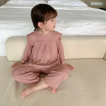 2021 Copii Pijama Set Dulce de Primăvară și de Toamnă Moale Liber Ciufulit Printesa Pulover Două Bucata Set 1-11 Fete