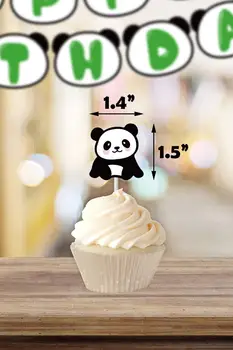 Panda Petrecerea de Ziua Cupcake Toppers 24buc Decor Tort Fată Băiat Copil de Dus Favoruri de Partid Consumabile