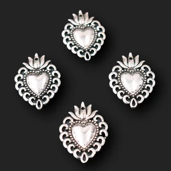 10buc Placat cu Argint Catolice Sacred heart Pandantive Cercei Colier Accesorii DIY Farmece Creștin Bijuterii de Luare Meșteșuguri