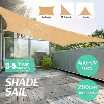 Nisip de culoare rezistent la apa copertinei naviga 95% UV copertina copertina pătrat dreptunghiular 280GSM HDPF pentru grădină cu gazon, terasa 55% REDUCERE