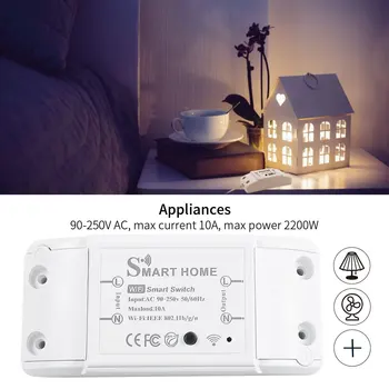 Mini BRICOLAJ Modulul Wifi Întrerupător fără Fir Control de la Distanță APP Switch 220V Smart Home Switch-uri Electrice cu Alexa Google