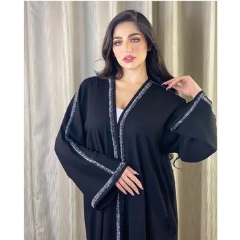 De Lux Lucrate Manual, Ștrasuri Din Mărgele Abaya Petrecere De Seara Femei Musulmane Kimono Deschis Cardigan Toamna Caftan Maxi Halat Rochia Orientul Mijlociu Moda