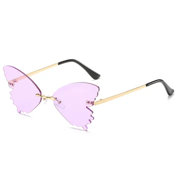 2020 Fluture ochelari de Soare pentru Femei Brand de Moda fără ramă Gradient Oglinzi Ochelari de Soare de Partid Trend Ochi de Pisica Oglindă Ochelari de UV400
