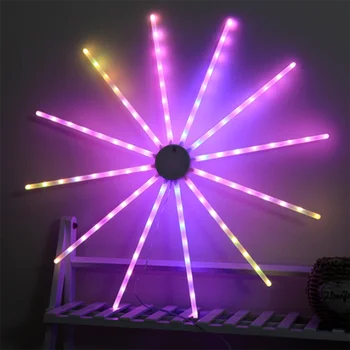 Foc de artificii Lumini 112 LED-uri RGB Agățat Starburst Lumini de Crăciun Șir de Lumină 18 Moduri Strobe Moară de vânt Zână Lumina cu Telecomanda