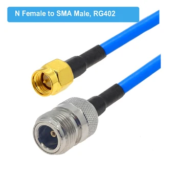 N Femeie la RP-SMA Male RF Adaptor de Semi-Flexibil RG402 Cablu Coaxial de 50 Ohmi Coadă prelungitor Jumper 15CM 50CM 1M, 2M, 5M, 10M